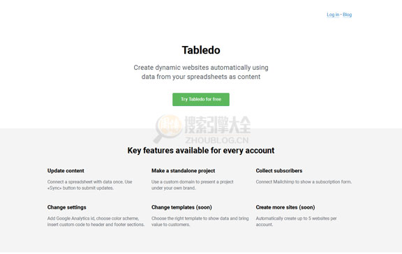 Tabledo：基于电子表格动态建站工具缩略图