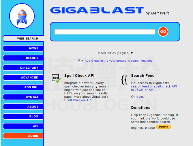Gigablast 首页缩略图