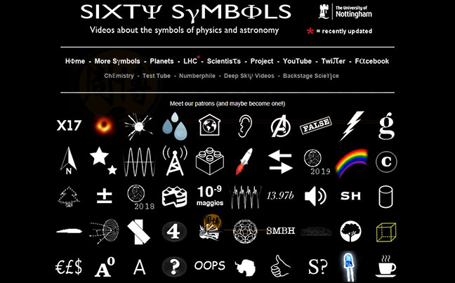 SixtySymbols：物理和天文科普视频网【英国