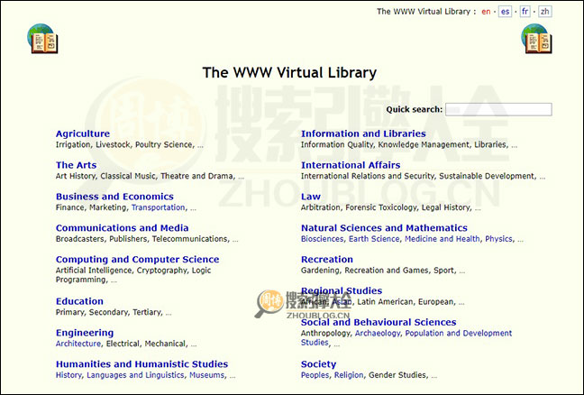 万维网虚拟图书馆首页缩略图