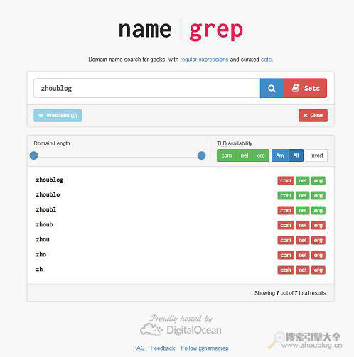 NameGrep:在线域名注册搜索引擎