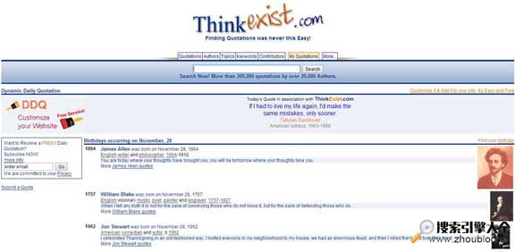 ThinkExist:国外引言搜索引擎