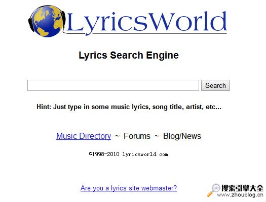 LyricsWorld:英文歌词搜索引擎