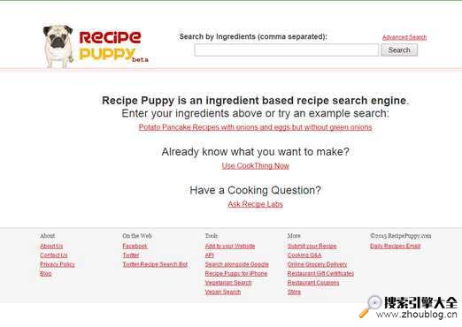 【加拿大】在线食材菜谱搜索引擎Recipe