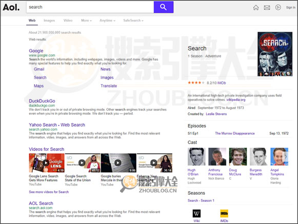 AOL搜索结果页面图