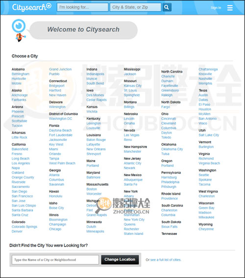 Citysearch首页缩略图
