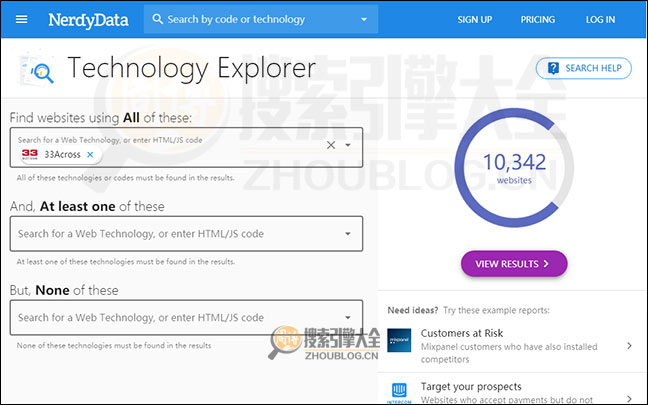 NerdyData搜索结果页面图