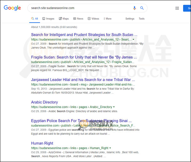 Sudaneseonline搜索结果页面图