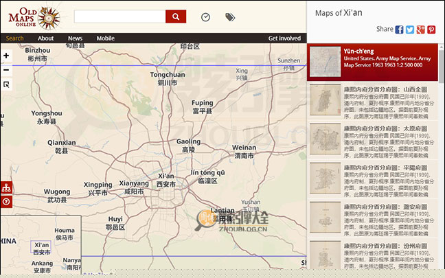 Oldmapsonline搜索结果页面图