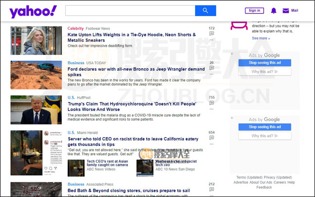 Yahoo首页截图