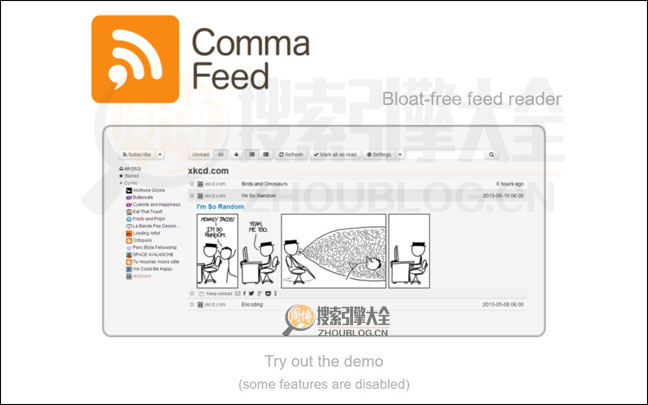 CommaFeed首页缩略图