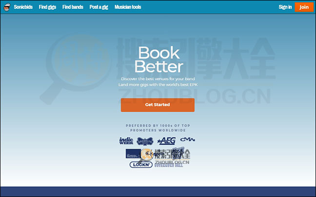Sonicbids首页缩略图