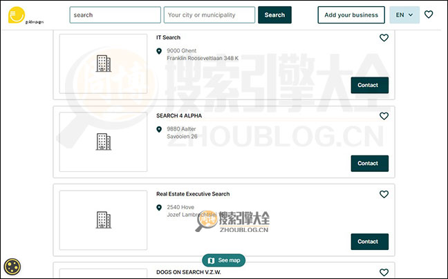 比利时黄页搜索结果页面图2